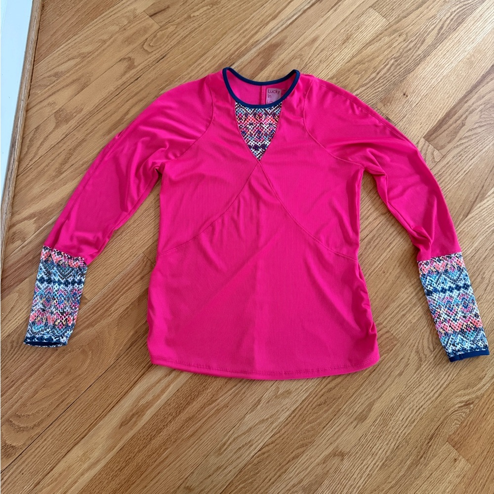 Lucky in Love workout long sleeve pink top